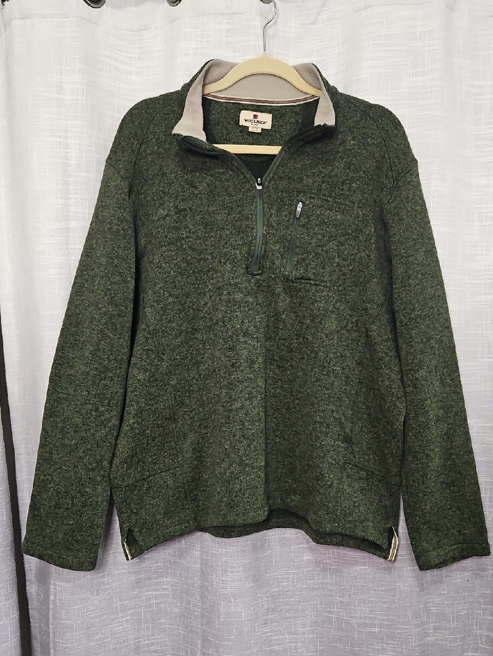 Woolrich Men's Forest Green Quarter-Zip Knit Pullover - Picture 1 of 8
